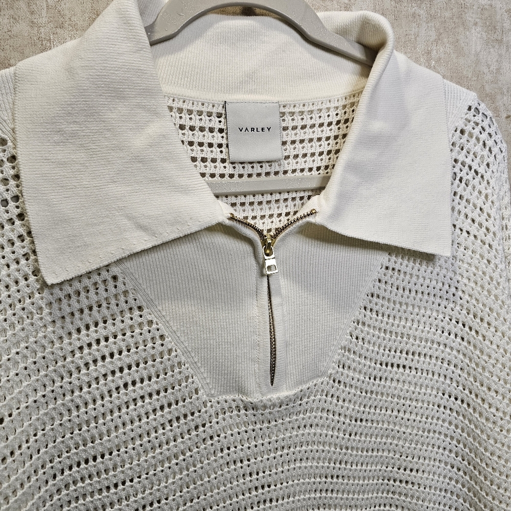 VARLEY Billie Eyelet Minimalist Capsule V-Neck Zip Sweater - Picture 7 of 10